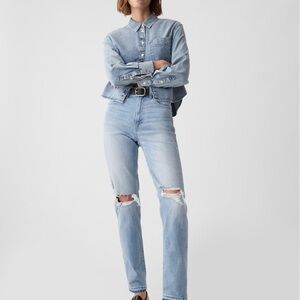 GAP High Rise Cheeky Strait Jeans Medium Vintage Destroy 26/2R